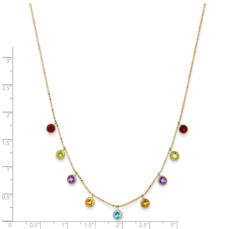 14K Amethyst/Citrine/Garnet/Peridot/Blue Topaz 16 inch Necklace Plus 2 inch Extender