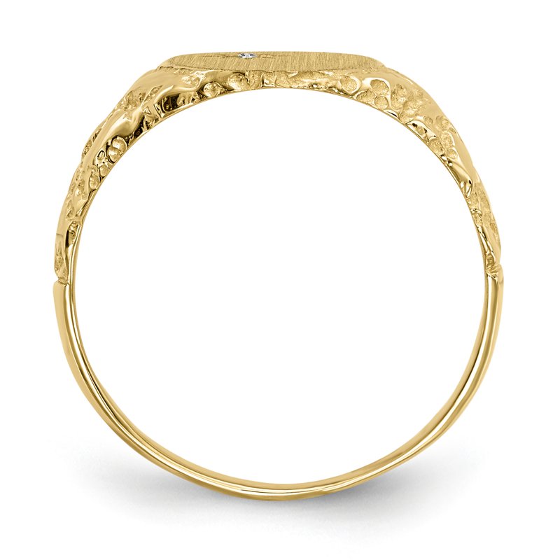 14k 9.0x11.0mm Closed Back AA Diamond Signet Ring