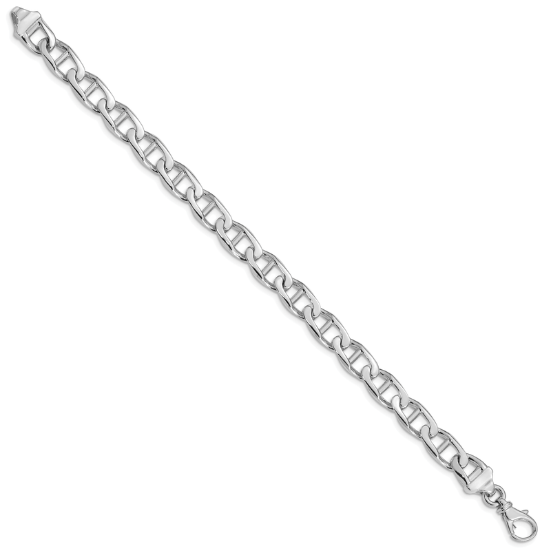 14K White Gold 20 inch 9mm Hand Polished Fancy Anchor Link with Fancy Lobster Clasp Chain