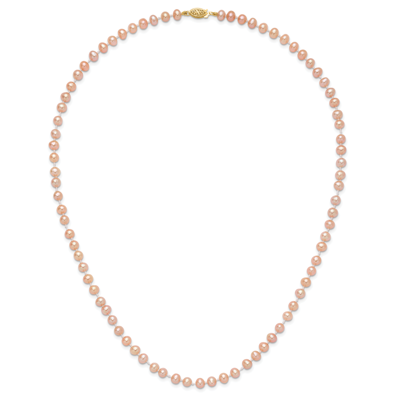 14k 5-6mm Pink Near-Round Freshwater Cultured Pearl 16 inch Necklace