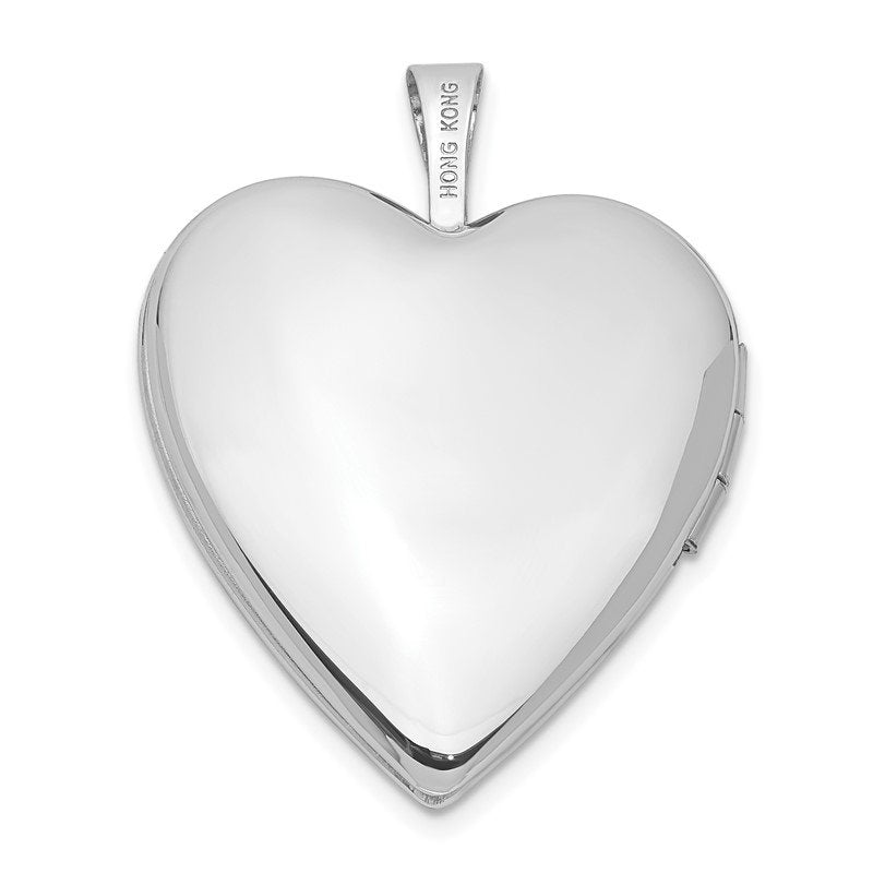 14K White Gold Floral Vine Border 20mm Heart Locket