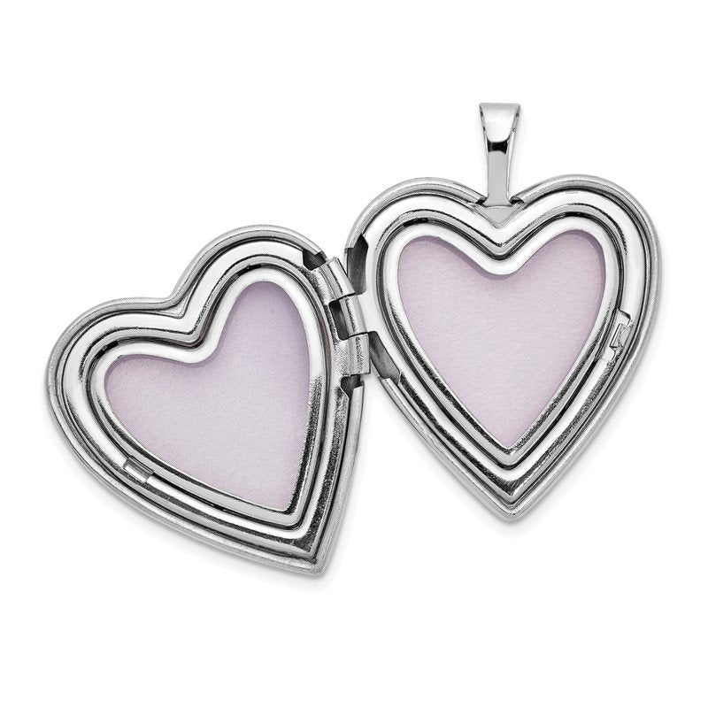 14K White Gold Floral Vine Border 20mm Heart Locket