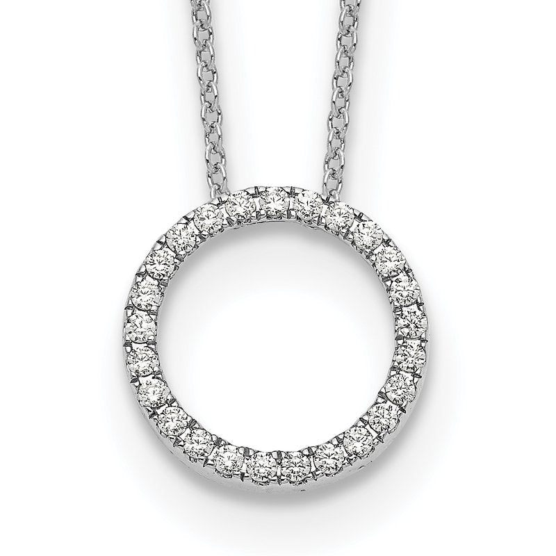 14k White Gold 1/4 carat Diamond Circle 18 inch Necklace