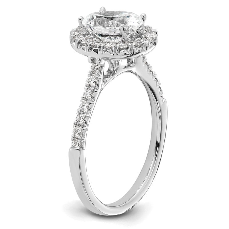 14K White Gold 1/3 carat Lab Grown Diamond VS+ F+ Semi-Mount Oval Halo Engagement Ring