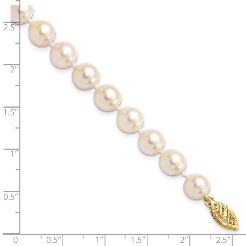 14k 7-8mm White Round Akoya Saltwater Cultured Pearl 16 inch Necklace