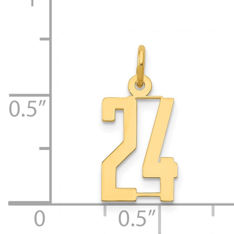 14k Small Elongated Number 24 Charm
