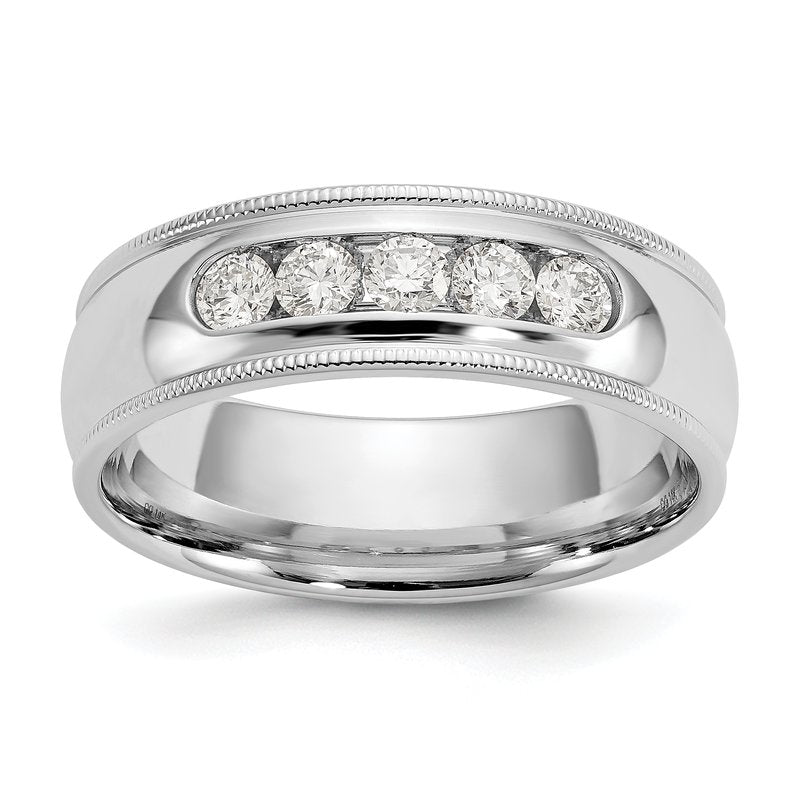 14K White Gold Men's 1/2 carat Lab Grown Diamond VS+ F+ Size 10.5 Complete Miligrain Band