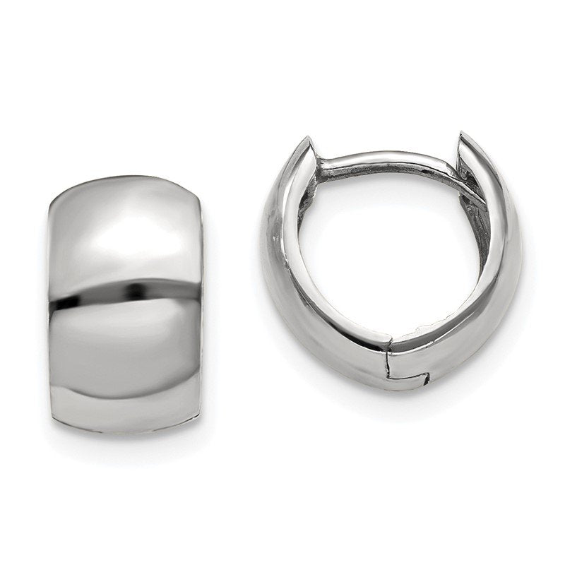 14k White Gold Round Hinged Hoop Earrings