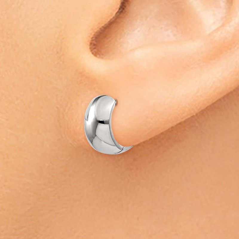 14k White Gold Round Hinged Hoop Earrings