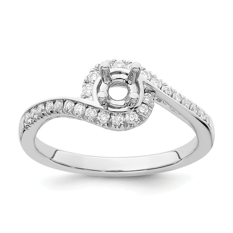 14K White Gold 1/4 carat Lab Grown Diamond VS/SI  D E F  Semi Mount Round By-Pass Engagement Ring