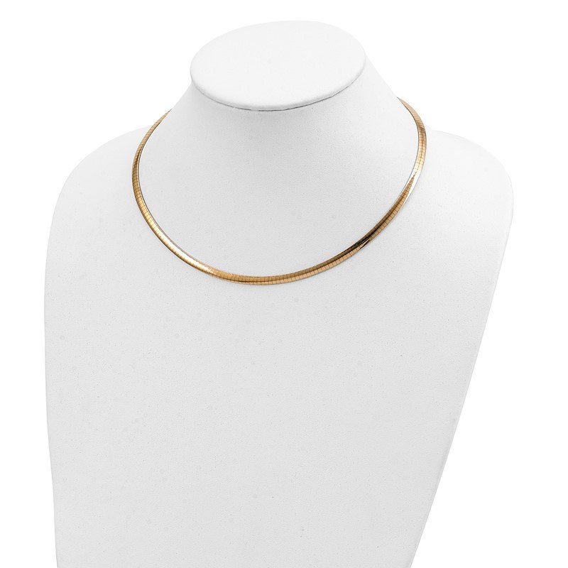 14k Two-tone 4mm Reversible White and Yellow 16 inch Domed Omega Necklace