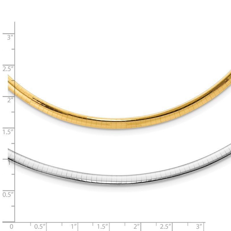 14k Two-tone 4mm Reversible White and Yellow 16 inch Domed Omega Necklace