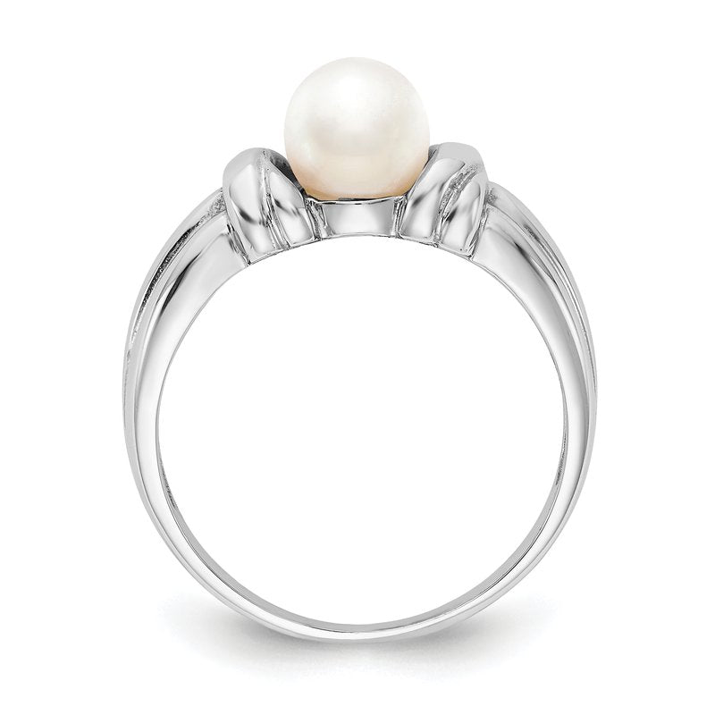 14k White Gold 6mm FW Cultured Pearl Ring