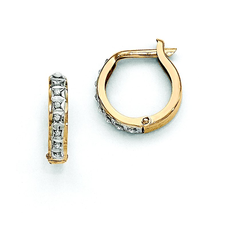 14k Diamond Fascination Round Hinged Hoop Earrings