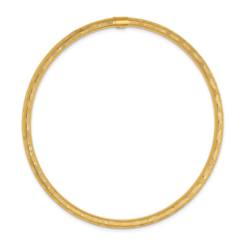 14k Polished Diamond-cut 3.00mm Slip-on Round Bangle Bracelet