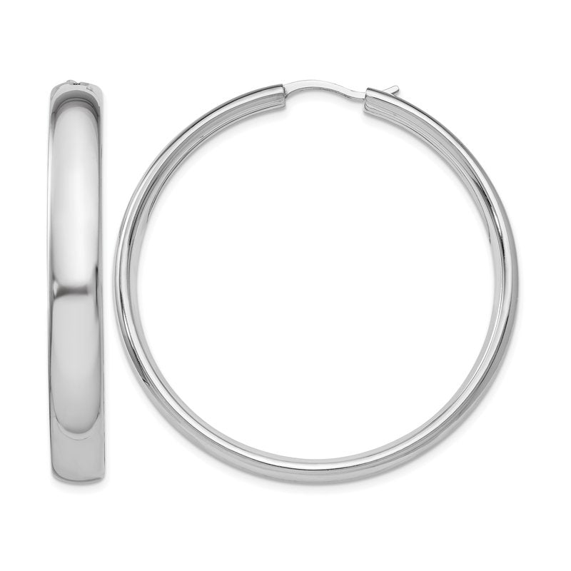 Sterling Silver Rhodium-plated 6mm Half Round Tube Earrings