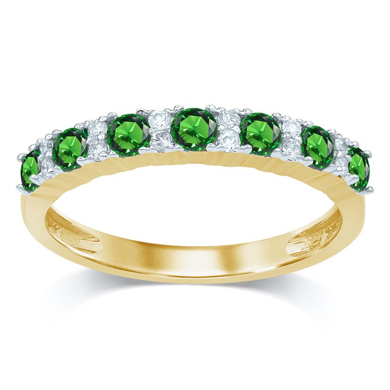 14K 0.10Ct Diamond Emerald Ring