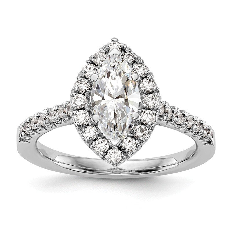 14K White Gold 1/3 carat Lab Grown Diamond VS+ F+ Semi-Mount Marquise Halo Engagement Ring