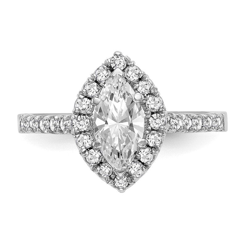 14K White Gold 1/3 carat Lab Grown Diamond VS+ F+ Semi-Mount Marquise Halo Engagement Ring