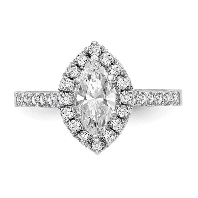 14K White Gold 1/3 carat Lab Grown Diamond VS+ F+ Semi-Mount Marquise Halo Engagement Ring