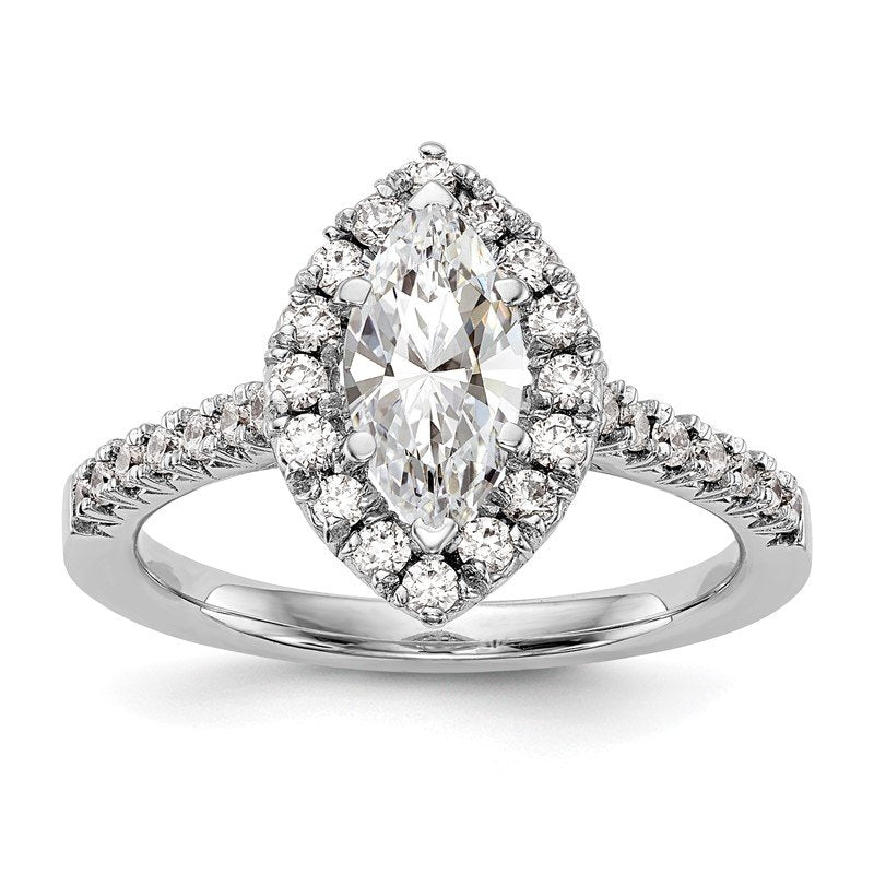 14K White Gold 1/3 carat Lab Grown Diamond VS+ F+ Semi-Mount Marquise Halo Engagement Ring