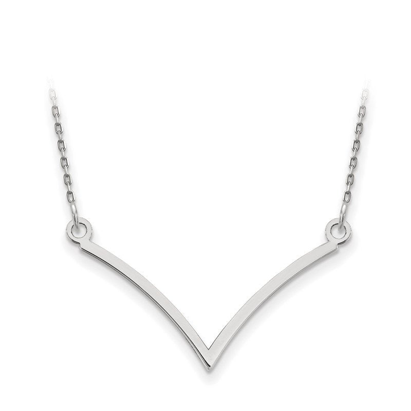 14k White Gold Polished 18 inch V-Necklace