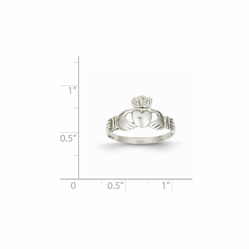 14k White Gold Ladies Claddagh Ring