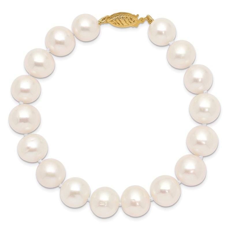 14k 10-11mm White Near-Round Freshwater Cultured Pearl 16 inch Necklace