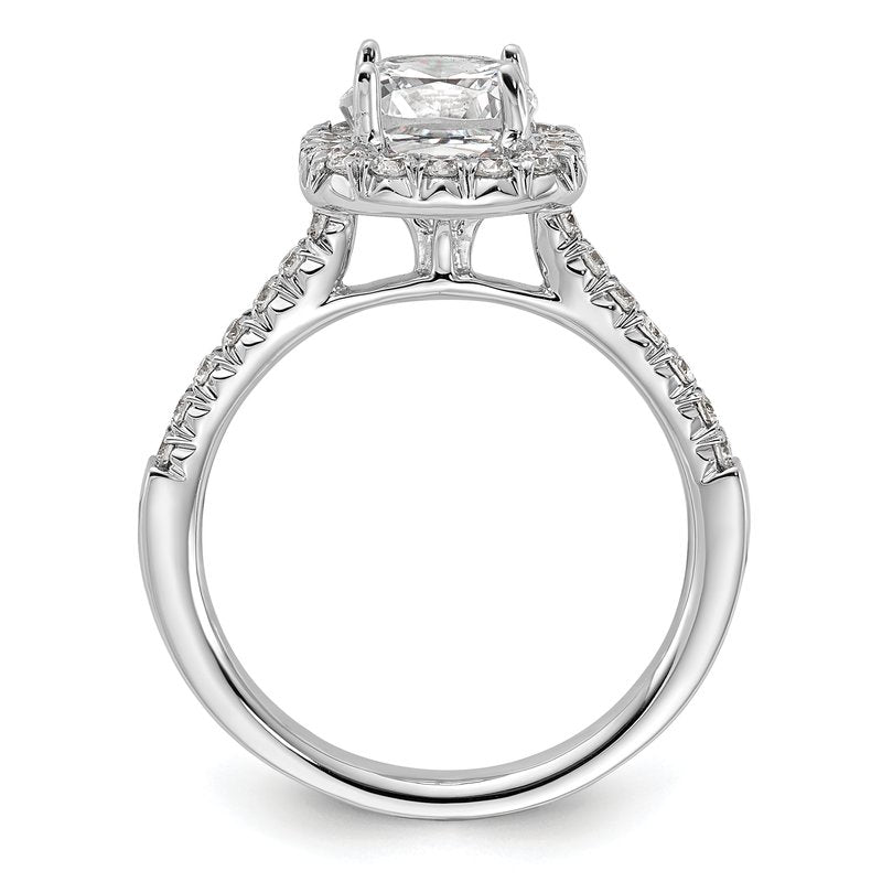 14K White Gold 3/8 carat Lab Grown Diamond VS+ F+ Semi-Mount Cushion Halo Engagement Ring