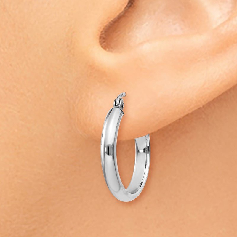 14k White Gold 2.75x18mm Polished Tube Hoop Earrings