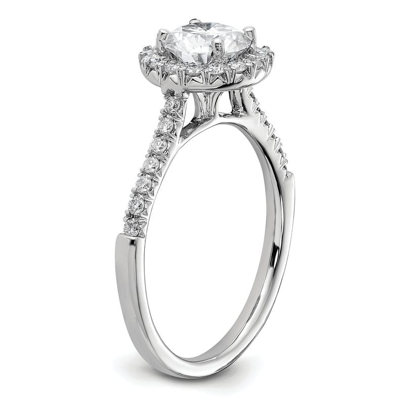 14K White Gold 1/4 carat Lab Grown Diamond VS+ F+ Semi-Mount Round Halo Engagement Ring