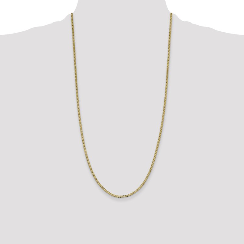 14K 10 inch 2.3mm Flat Beveled Curb with Lobster Clasp Anket