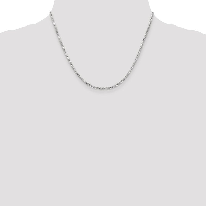 14K White Gold 10 inch 2.25mm Flat Figaro with Lobster Clasp Anklet