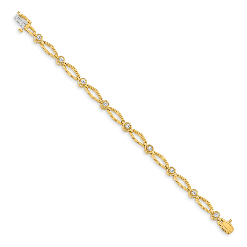 14k Complete 3/4 carat Round VS Diamond Fancy Link 7 inch Bracelet
