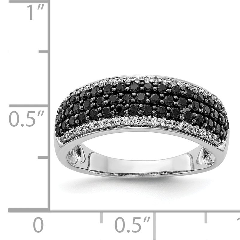 14k White Gold White and Black Diamond Band Ring