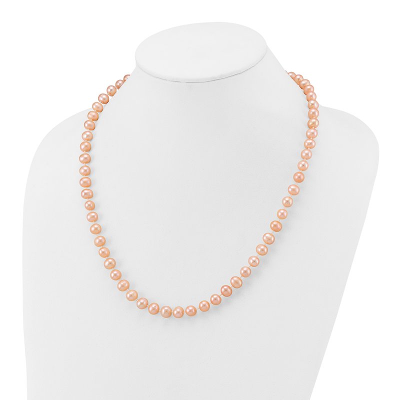 14k 7-8mm Pink Near-Round Freshwater Cultured Pearl 16 inch Necklace