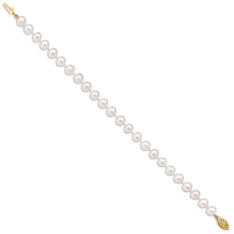 14k 6-7mm White Near-Round Freshwater Cultured Pearl 16 inch Necklace