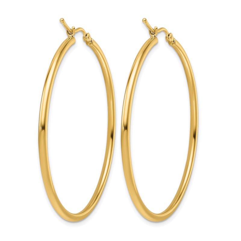 14K 2mm Polished Hinged Hoop Earrings