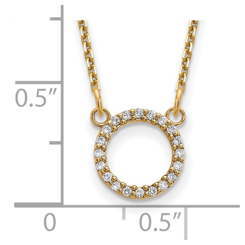 14k Polished 1/15 carat VS Diamond Open Circle 18 inch Necklace