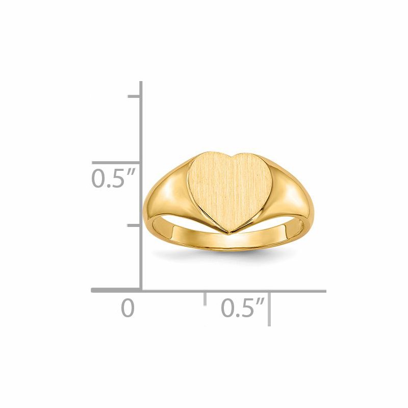 14k 9.0x9.0mm Open Back Heart Signet Ring