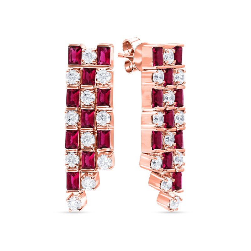 14K 1.21Ct Diamond Ruby Earrnig