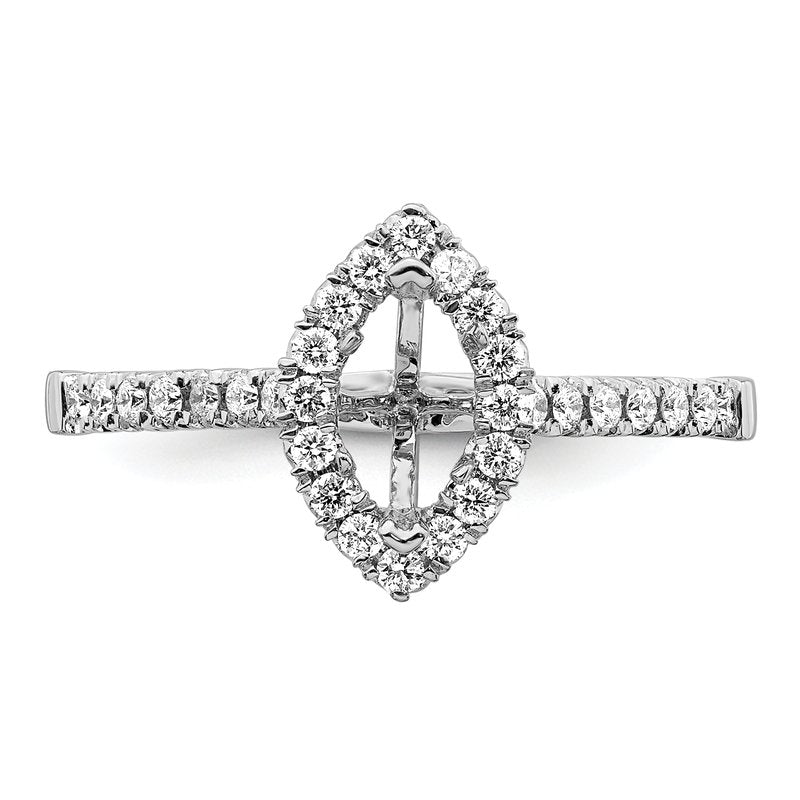 14K White Gold 1/3 carat Lab Grown Diamond VS+ F+ Semi-Mount Marquise Halo Engagement Ring