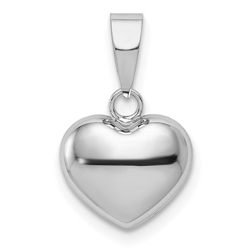 14k White Gold 3-D Puffed Heart Pendant