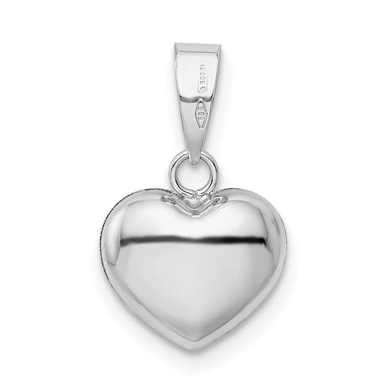 14k White Gold 3-D Puffed Heart Pendant