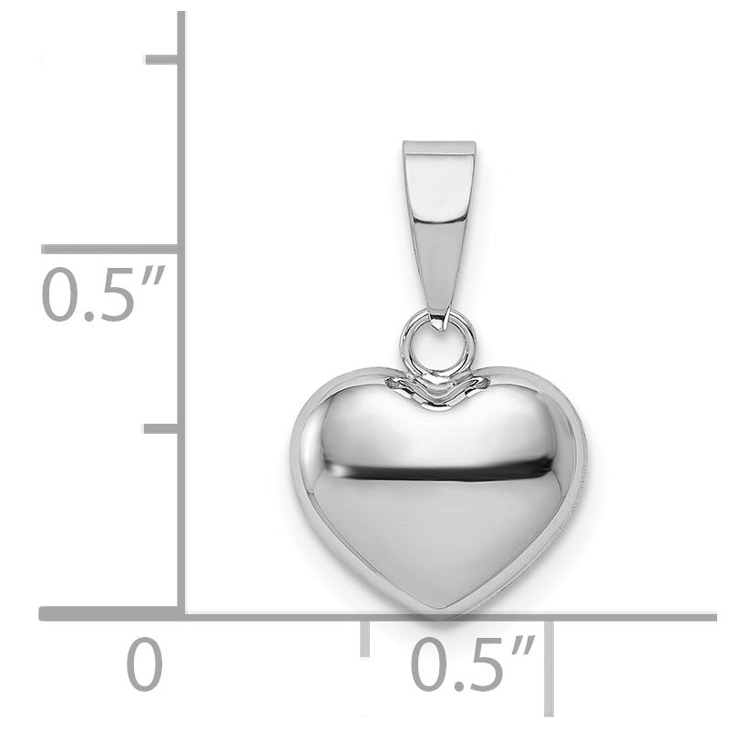 14k White Gold 3-D Puffed Heart Pendant