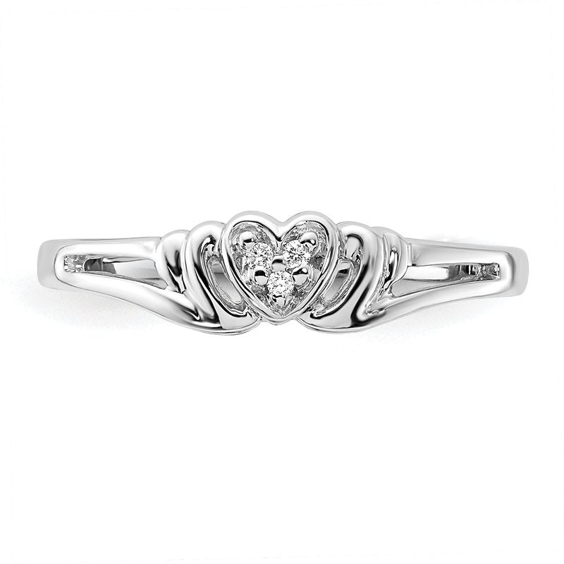 14k White Gold AAA Diamond heart ring