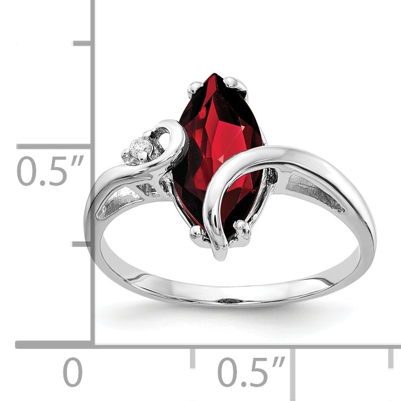 14k White Gold 12x6mm Marquise Garnet A Diamond ring