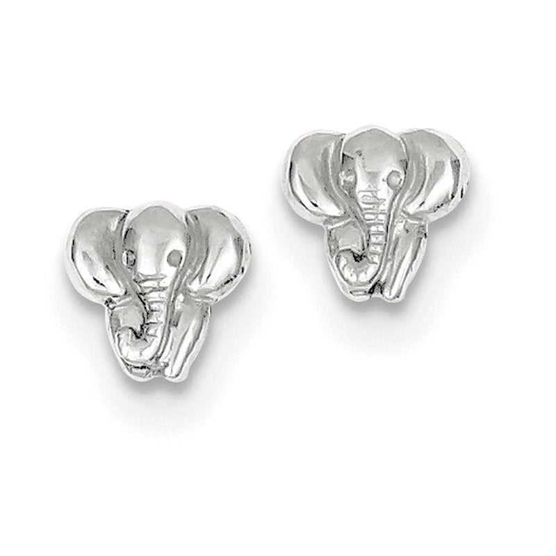 14k White Gold Elephant Earrings