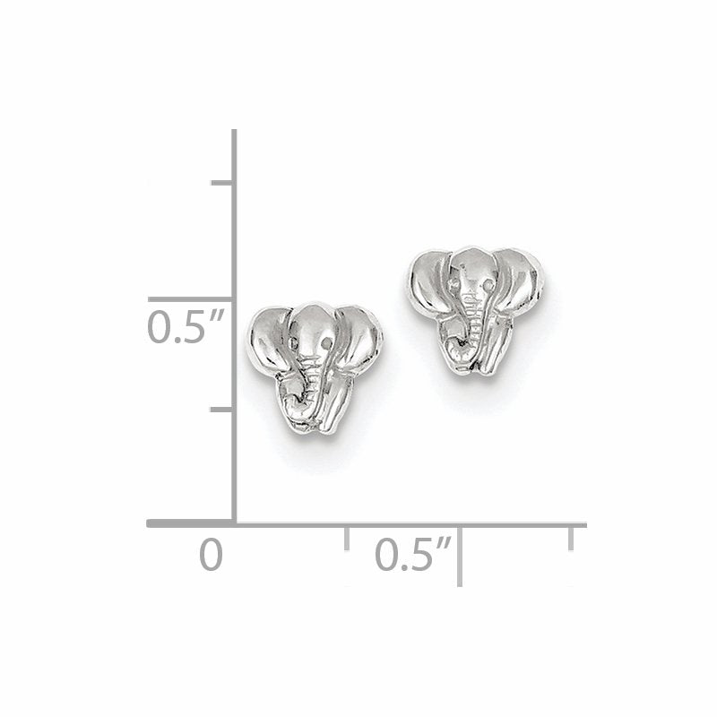 14k White Gold Elephant Earrings