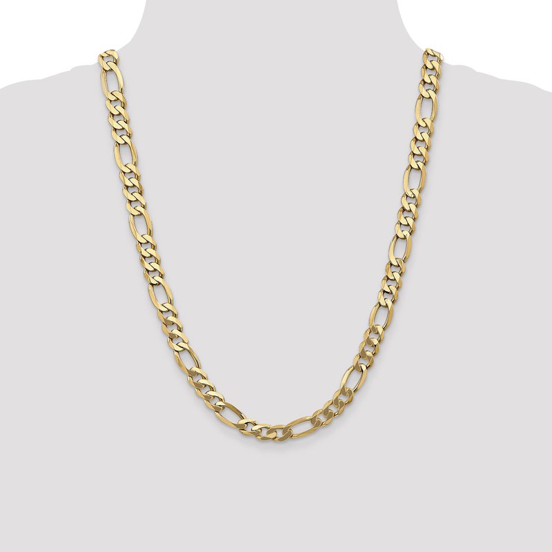 14K 26 inch 8.75mm Flat Figaro with Lobster Clasp Chain